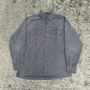 Van Heusen Soft Suede Shirt Men's M (15-15.5) Gray Long Sleeve Comfort Button Up